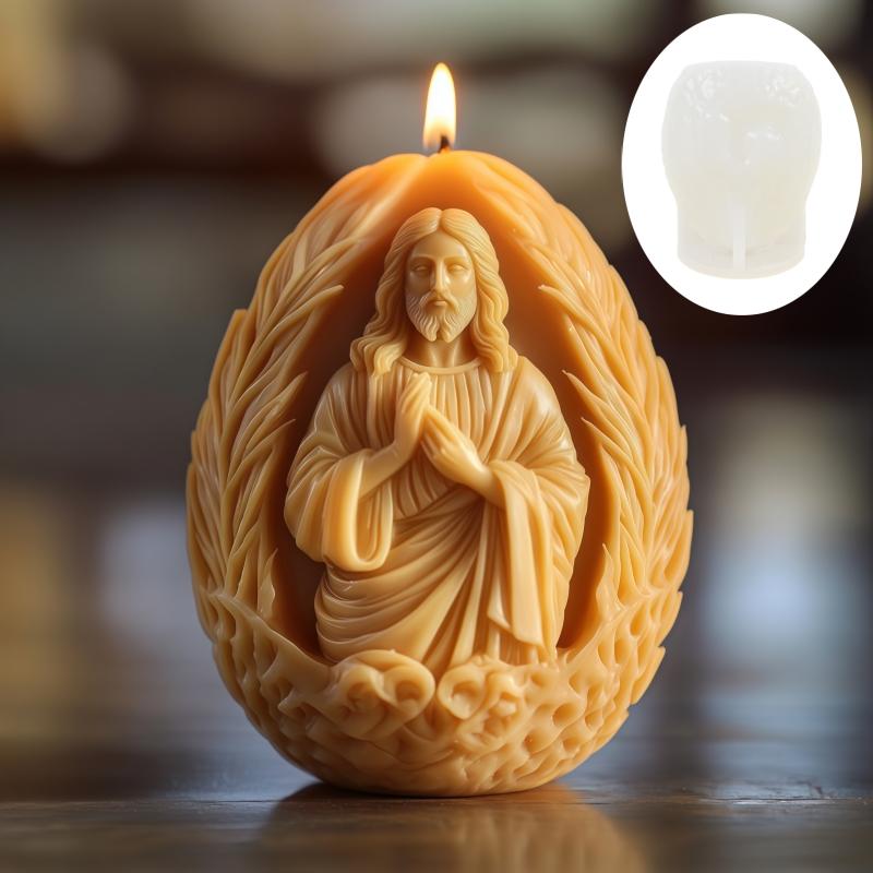 Bunny Pushing Door Castle Candle Silicone Mold Cute Rabbit Open Door House Resin Mould Easter Bunny Gypsum Molds Easter Gift