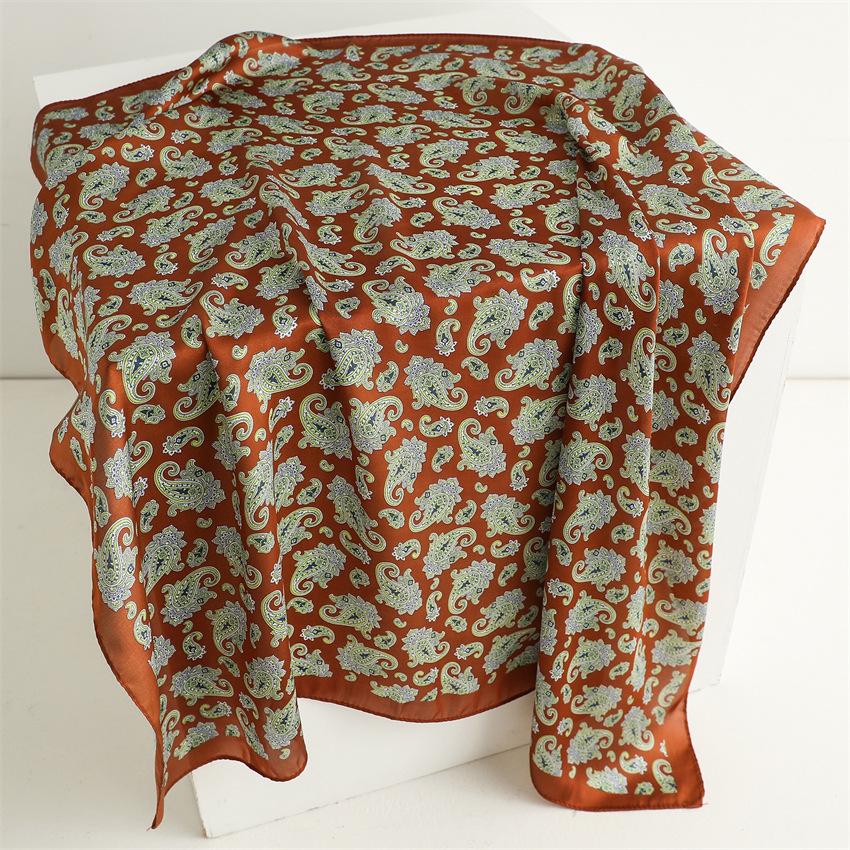 Paisley pattern European and American style silk scarf sunscreen shawl cashew scarf simulation silk 71cm square scarf professional scarf women