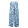 Damen Sommer Boho Palazzo Hose Hohe Taille Weites Bein Blumendruck Freizeithose Mit Taschen