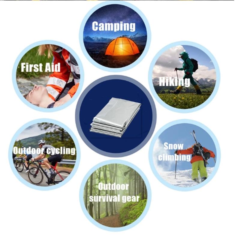 Outdoor Emergency Sliver Survival Blanket Waterproof First Aid Rescue Curtain Foil Thermal Military Blanket160X210Cm