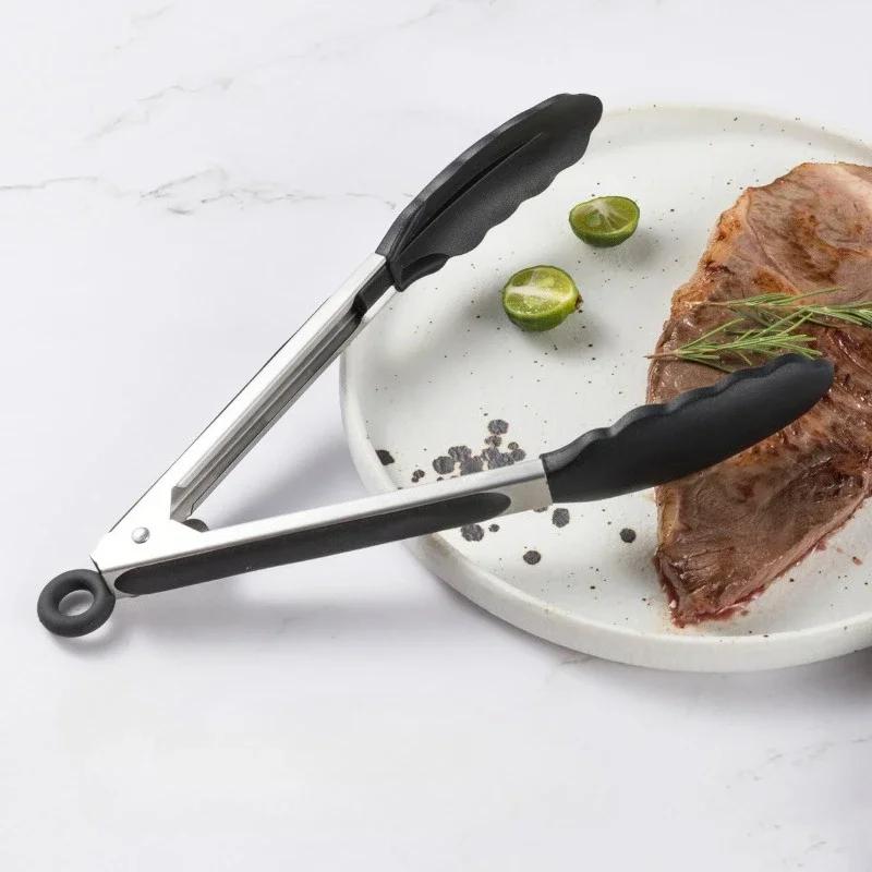 1pc Professional Steak Tongs Heat-Resistant and Easy-Clean Steak Tongs,Salad and BBQ Dishwasher