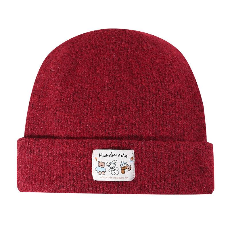 Korean Version of Big Head Circumference Showing The Face Small Loose Hat for Women Cute Cartoon Knitted Hat Winter Warm Ear Protection Wool Hat Men