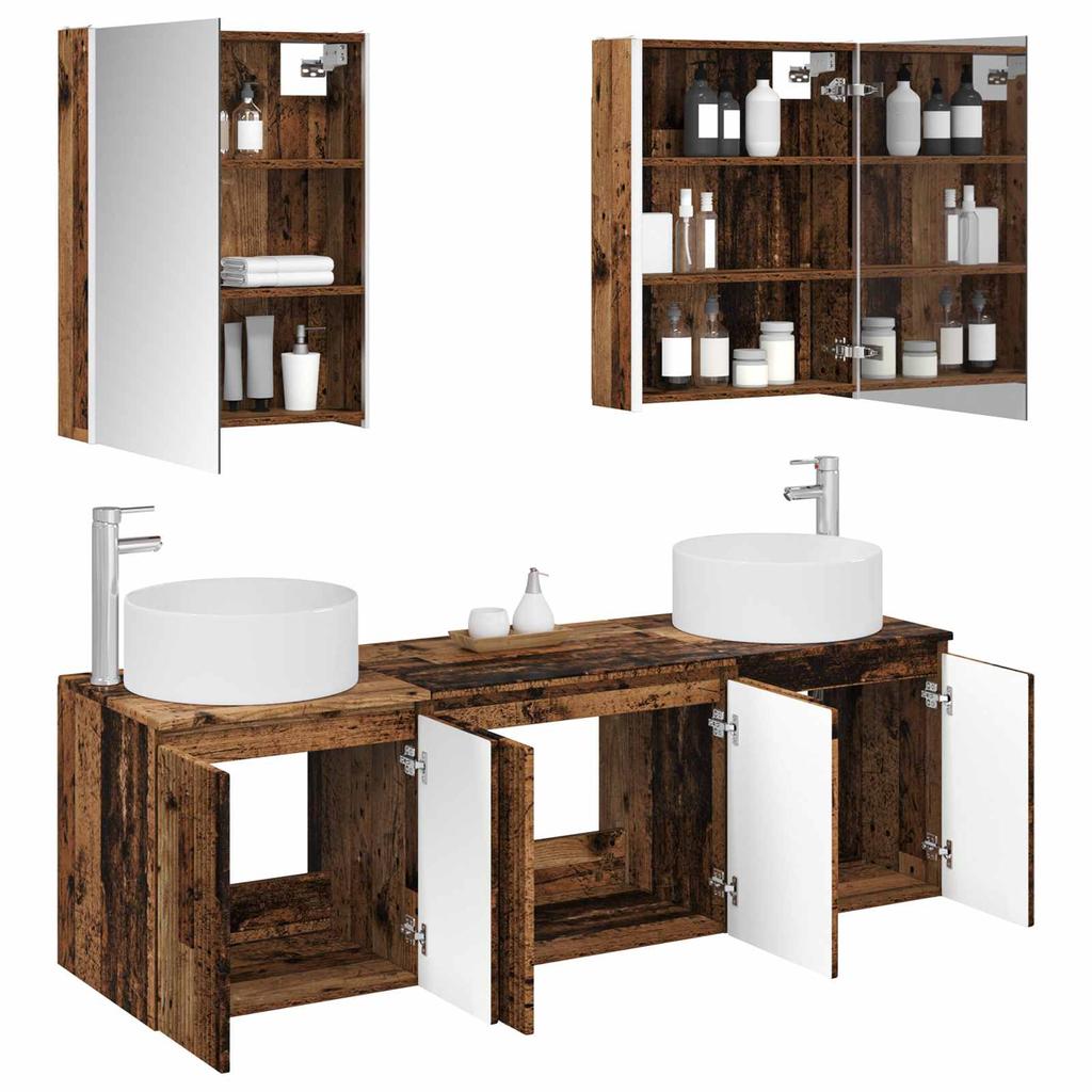 Bathroom Cabinet Set 5 pcs Reclaimed Wood Effect Particleboard