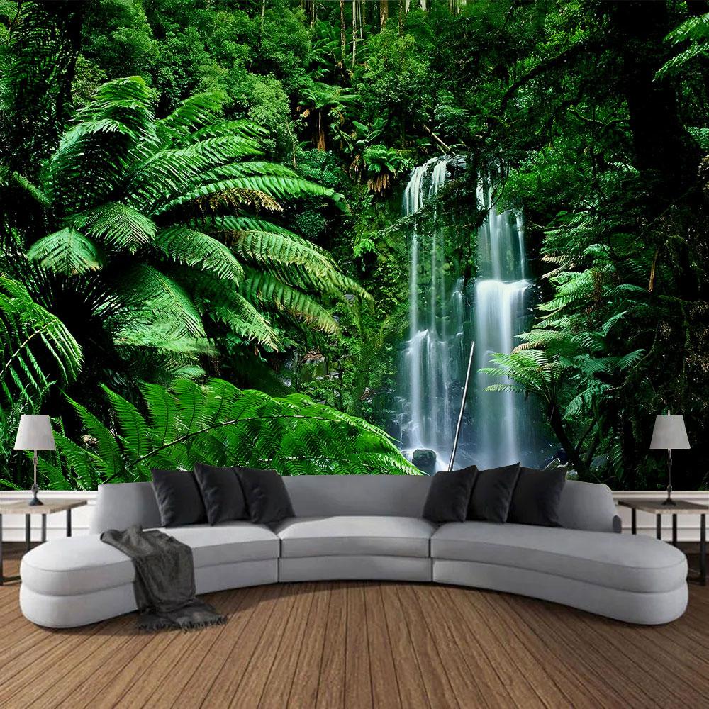 Frumoasă pădure naturală imprimată tapiserie mare de perete ieftină hippie agățată tapiserii de perete boeme decor mandala de perete