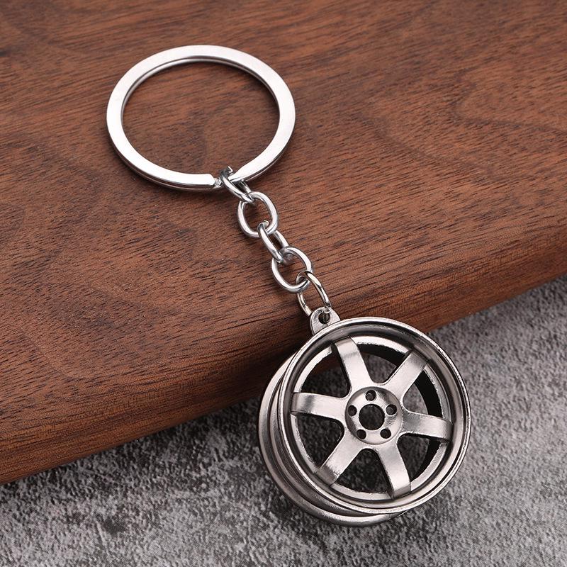 3D Car Wheel Hub Metal Keychain & Pendant