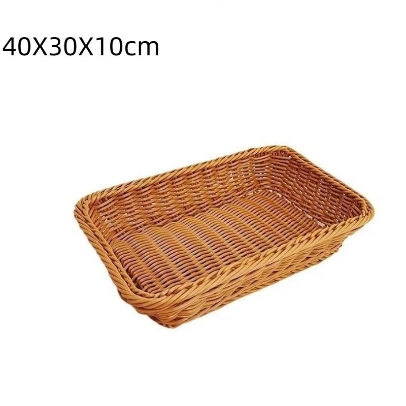 Imitation Rattan Handwoven Storage Basket Eco-Friendly Material Organizer for Kitchen Fruit Snack Picnic Outdoor Use