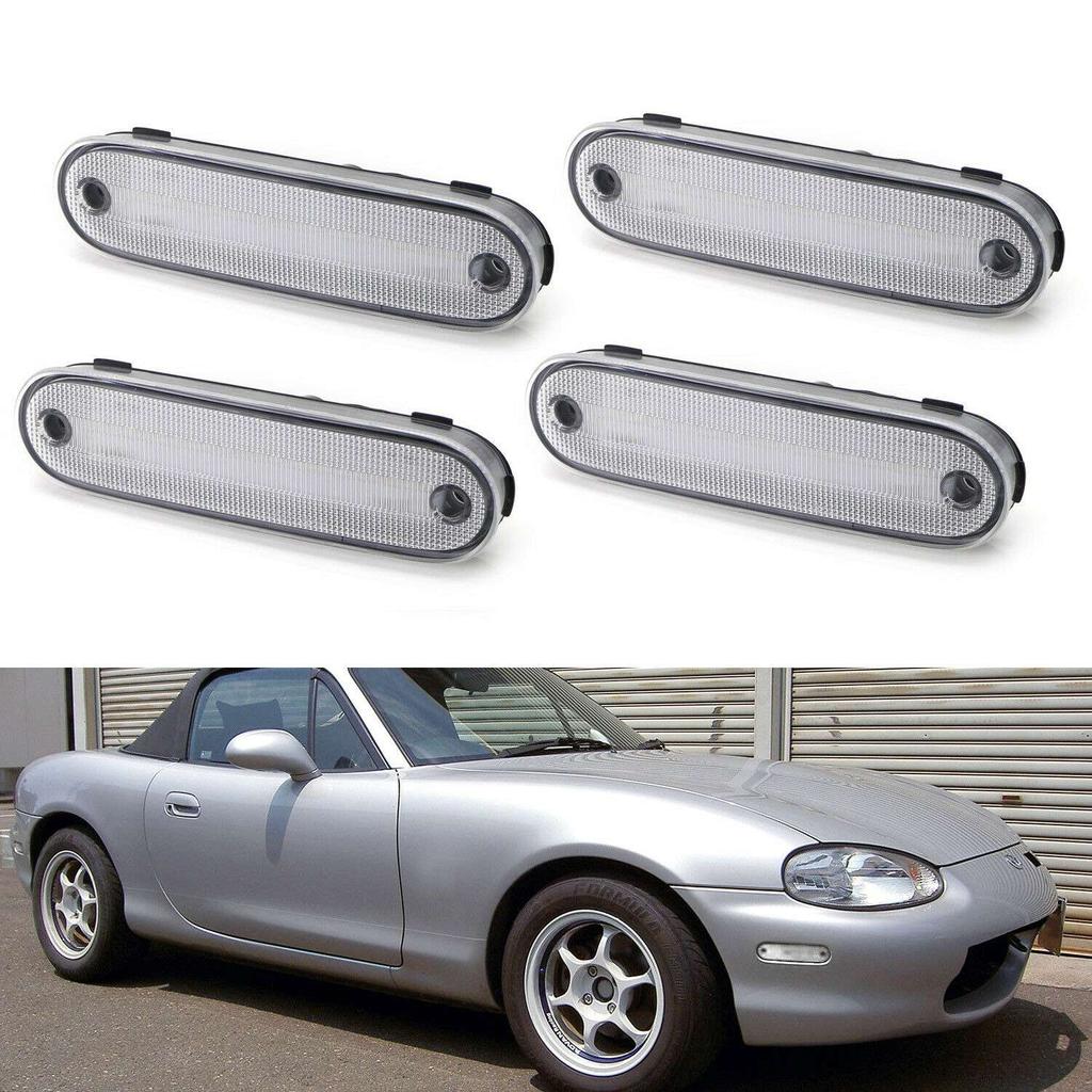 Versatile 4Pcs/Set LED Side Marker Light Clear Lens Front Rear Turn Signal Lights Blinker Lamp For MAZDA MX-5 MX5 MIATA 1990-200