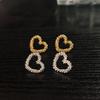 Sweet Personality Irregular Pleated Hollowed-out Heart-shaped Piercing Stud Earrings for Women Korean Fashion Jewelry Accessory