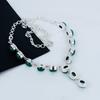 Naturgrüner Onyx Edelstein Handgefertigte 925 Sterling Silber Halskette, Grüne Onyx Silber Halskette für Ehefrau, Unisex Halskette, Geburtstagsgeschenk