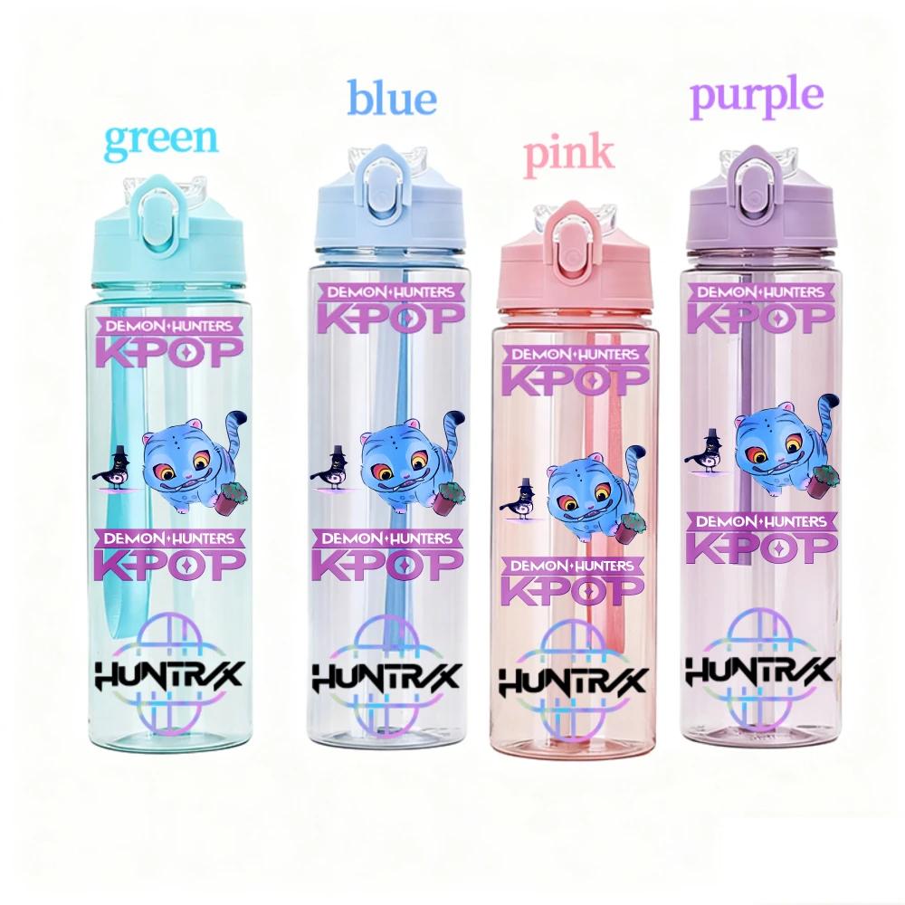 800ML KPOP Demon Hunters Transparent Water Cup Leakproof Shatterproof Anime Fashion Portable Sports Cup designed for Boys and Girls Present