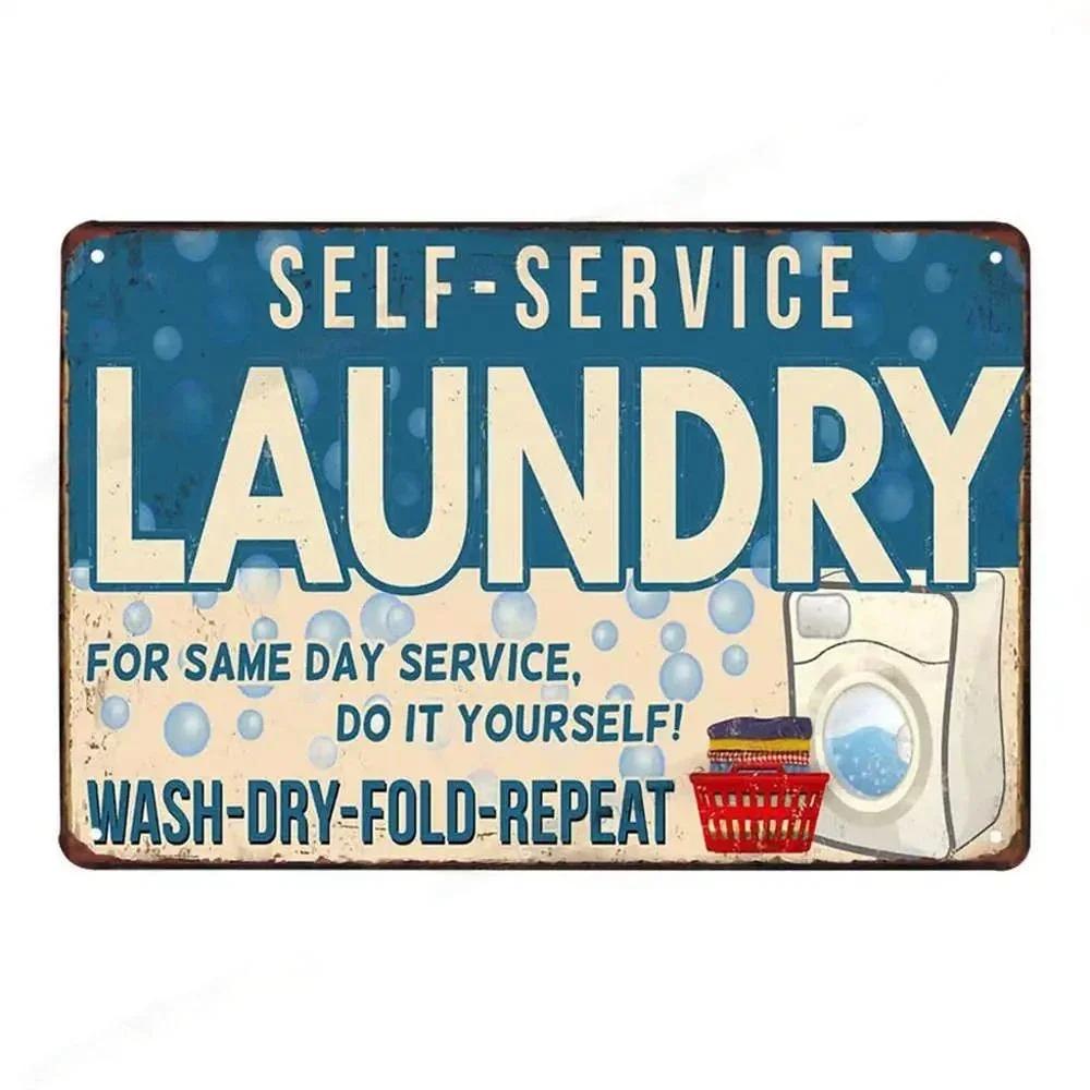 Vintage Fun Laundry Room Metal Tin Sign Plaque Black Cat Posters Decorative Plates For Home Laundry Room Bathroom Wall Decor