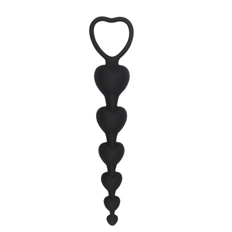 Silicone Heart-Shaped Beaded Anal Plug - Erotic SM Toy & Dilator