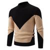 Men's Plus Size Color Block Half-High Collar Pullover Knitwear