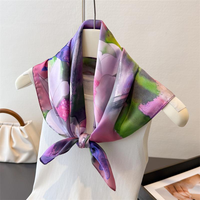 2026 New Luxury Style Square Scarves Women Silk Scarf Floral Bandana Small Neckties Hairbands Foulard Shawl