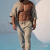 Men's Linen Pants Light Breathable Light Luxury Cool Holiday Casual Pants Sports Fitness Striped Trousers