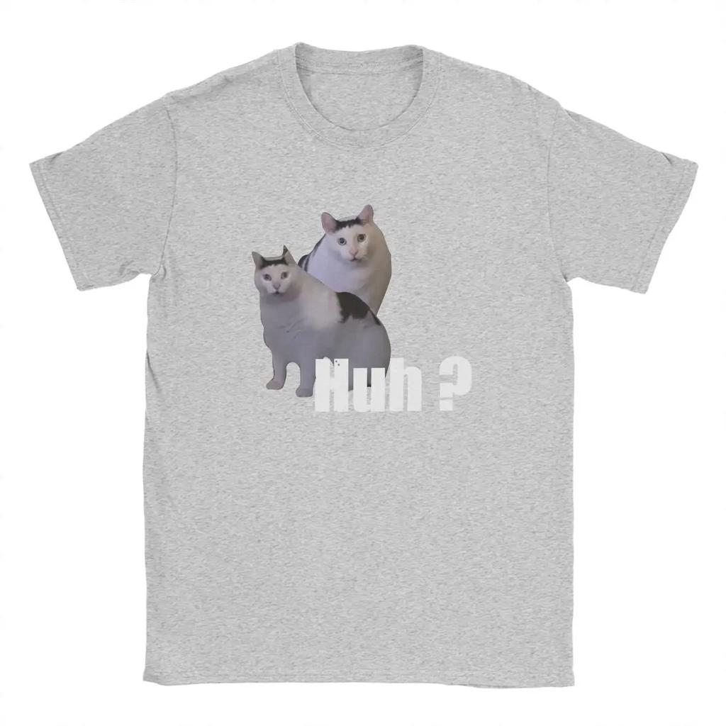 Vintage Huh Cat Meme Funny T-Shirt Round Collar 100% Cotton T Shirt Y2k Ins Harajuku Short Sleeve Tee Shirt Arrival Tops