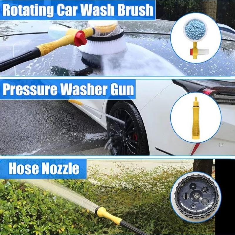 Car Rotating Water Brush Car High-Pressure Water Gun Foam Brush 360-Degree Automatic Rotation Adjustable Immersion Washing Brush