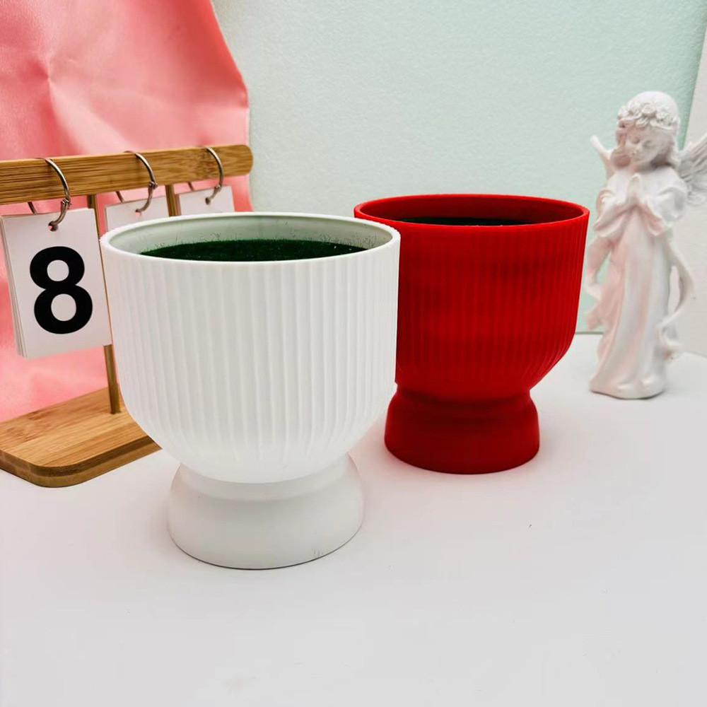 Decorative Flower Plastic Container With Textured Surface For Home Gift Office