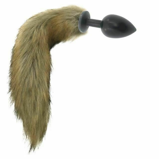 Brown Fox Tail Stainless Steel Anal Butt Plug Pet Play  Butt Plug Tails
