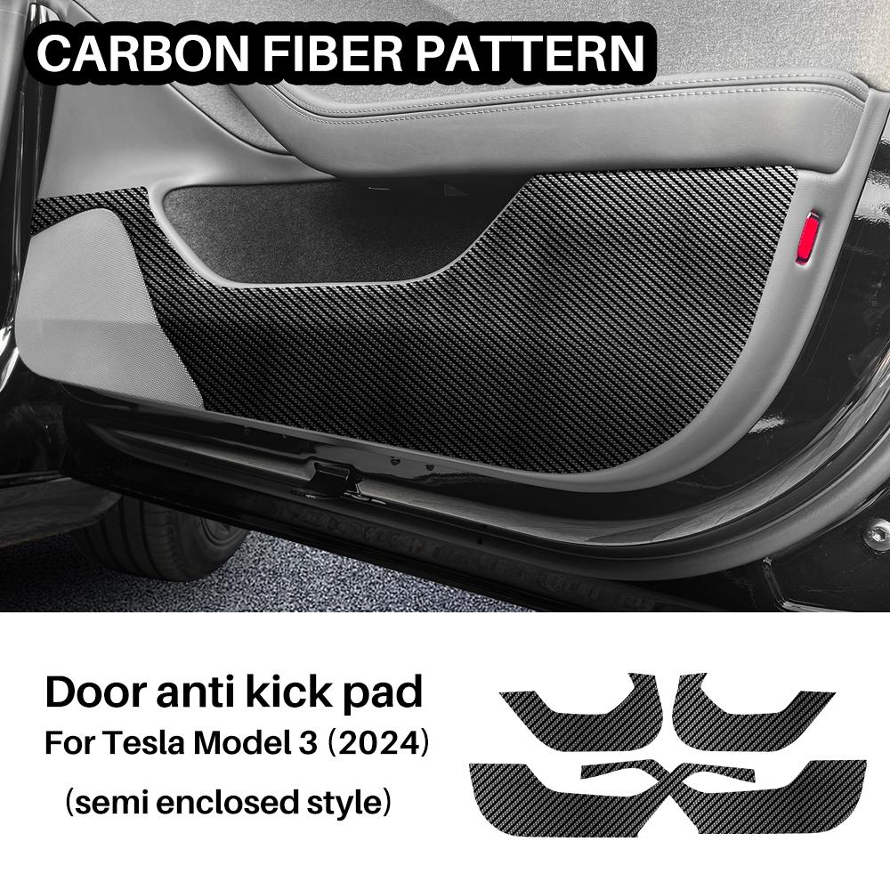 

Anti-Kick Mat For Tesla Model 3 Highland 2024 Suede Leather Door Sticker Soil-Proof Children s Kick Pad Car Interior Protection Carbon Pattern A