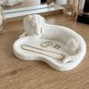 White Dachshund Storage Tray 3D Printed Key Coin Holder Jewelry Catchall Dish  for Living Room