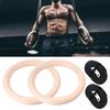1 Pair Wooden Professional Gymnastic Rings Gym Fitness Strength Training with Polyester Straps