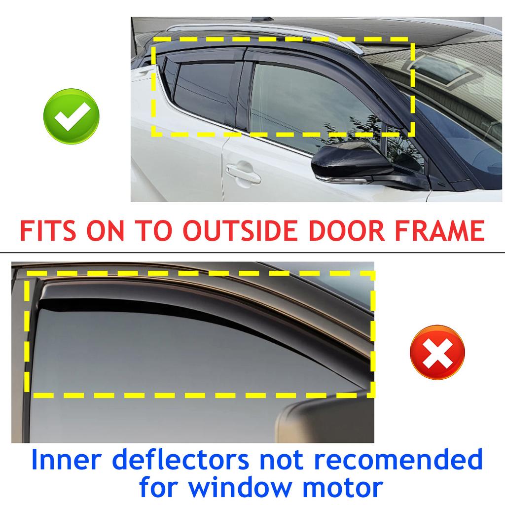 4pcs Black Front Window Wind Rain Sun Deflectors Protector Guard Sheet ABS Plastic For Toyota C-HR 2016-2023