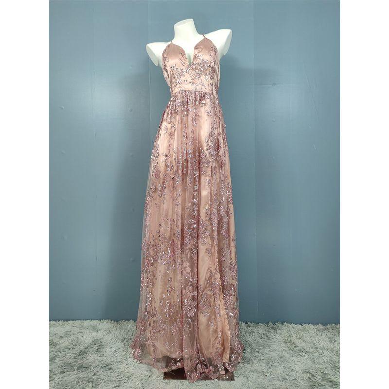 Shimmering Powder Sequins Low-Cut Open Back Elegant Multicolor Sling