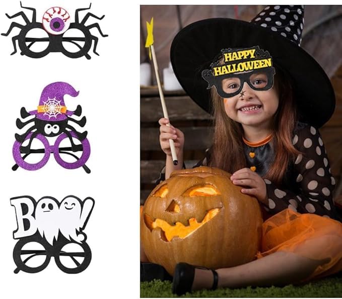 [EZBUYGO] Set de 9 ochelari de Halloween, modele din hârtie cu păianjeni și lilieci, perfect pentru petreceri, evenimente, decorațiuni de Halloween, cadouri și costume