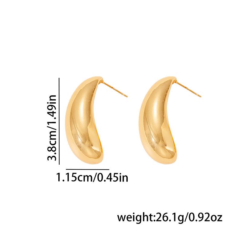 Minimalist C-Shaped Gold Stainless Steel Hollow Earrings - High-End, Versatile, Stylish Ear Studs.