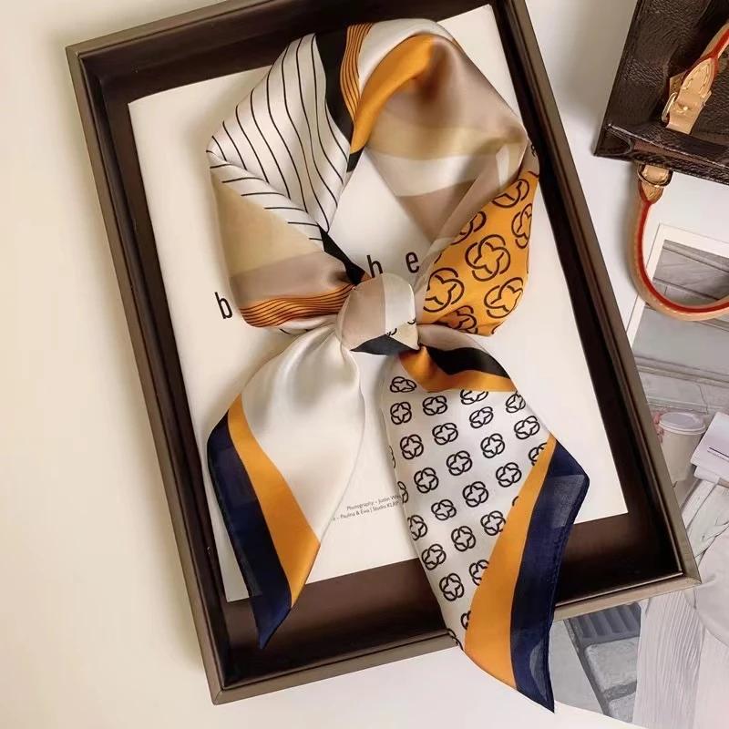 New Fashion Luxury Silk Scarf Bandana Women Hair Bands Square Scarves Neck Tie Bag Scarfs Satin Lady Wrap Headband