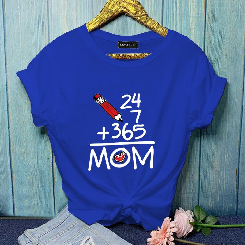 Funny Math Equation MOM T-Shirt Women's Casual Summer Mother's Day T-Shirt Top