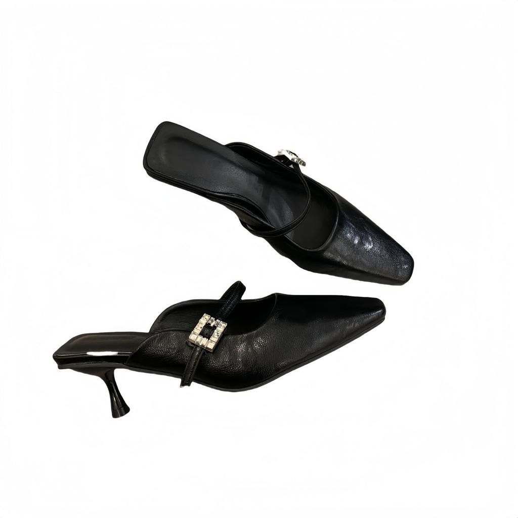 Women'S Shoes Closed Toehalf Slipperszi Outdoor Wear Spring Elegant Square Toe French Style High Heel Mules