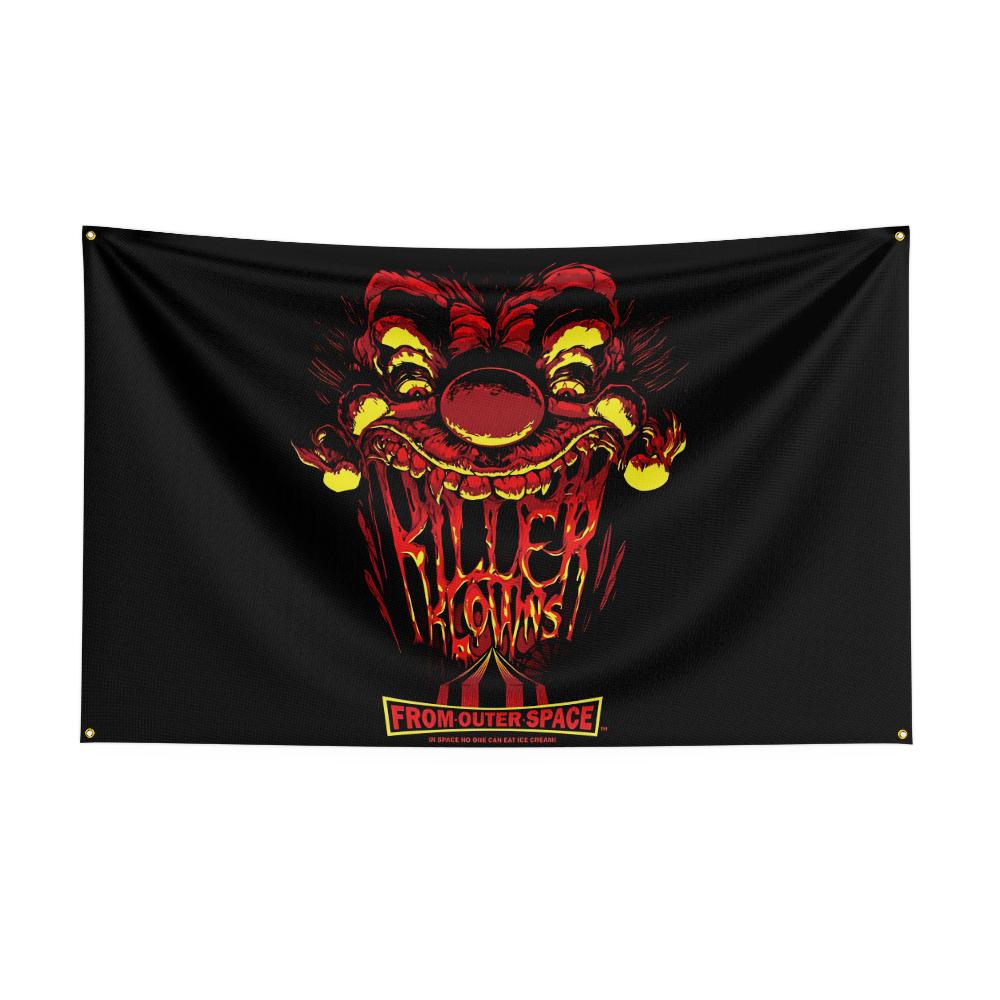 3x5 Ft Kkillers Clowns Flag Classic Horror Movie Flag Halloween Wall Hanging Banner Decor Movie Poster Outer Space