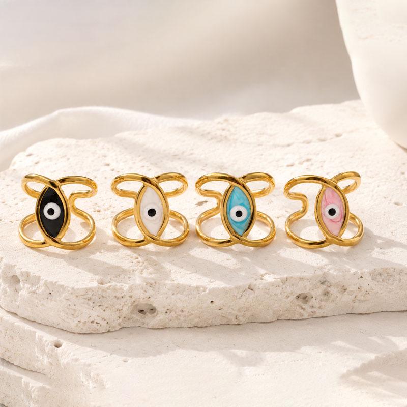 Adjustable Retro Hollow Demon Eye Titanium Ring