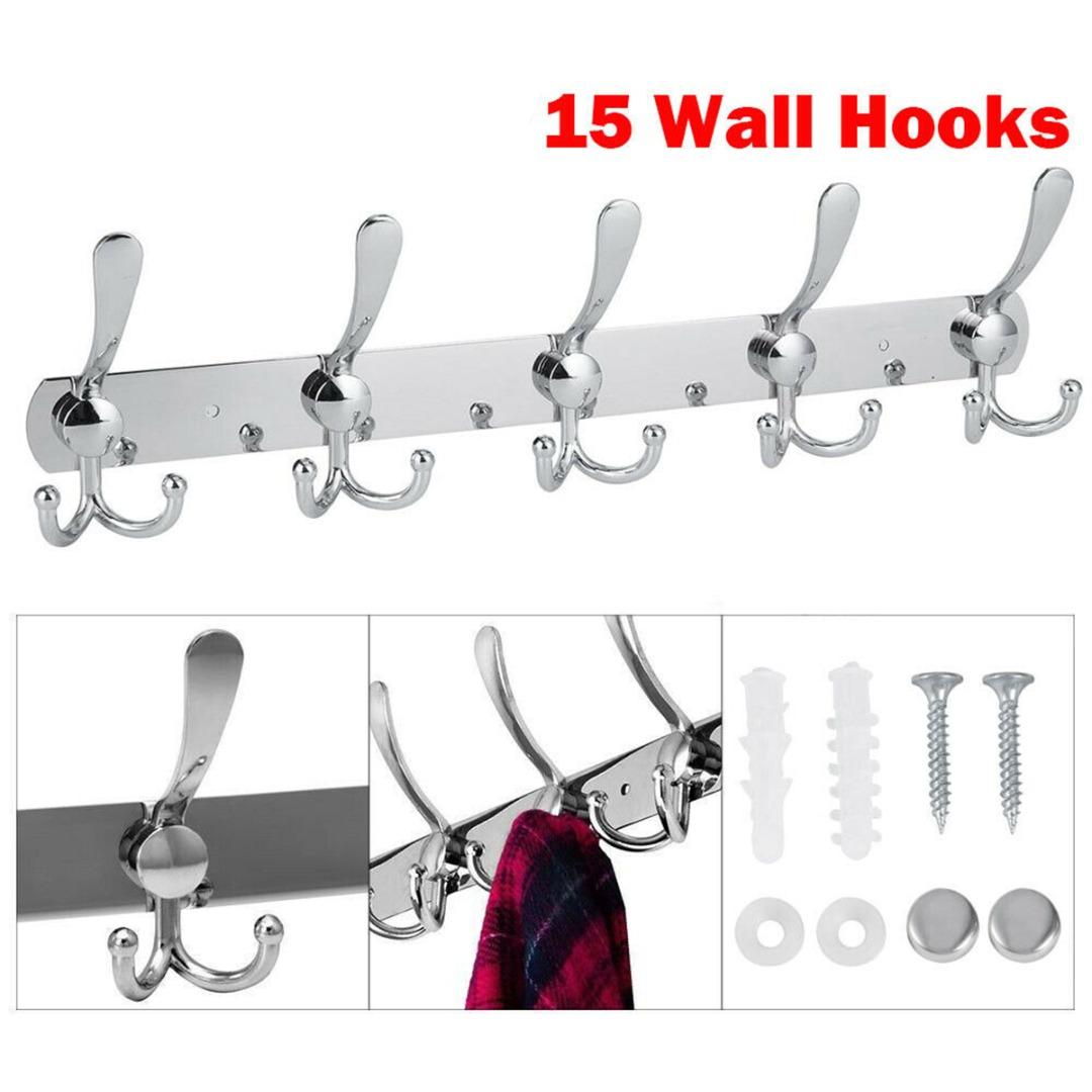 

Pdtoweb Нержавеющая сталь 15 крючков Пальто Одежда Дверной держатель Стойка Крючок Настенная вешалка