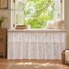 Elegant Lace Panel Half Curtain, Breathable Country Floral Sheer Nordic Style Living Room Curtain Dust Blocking And Airflow Curtains, for Kitchen