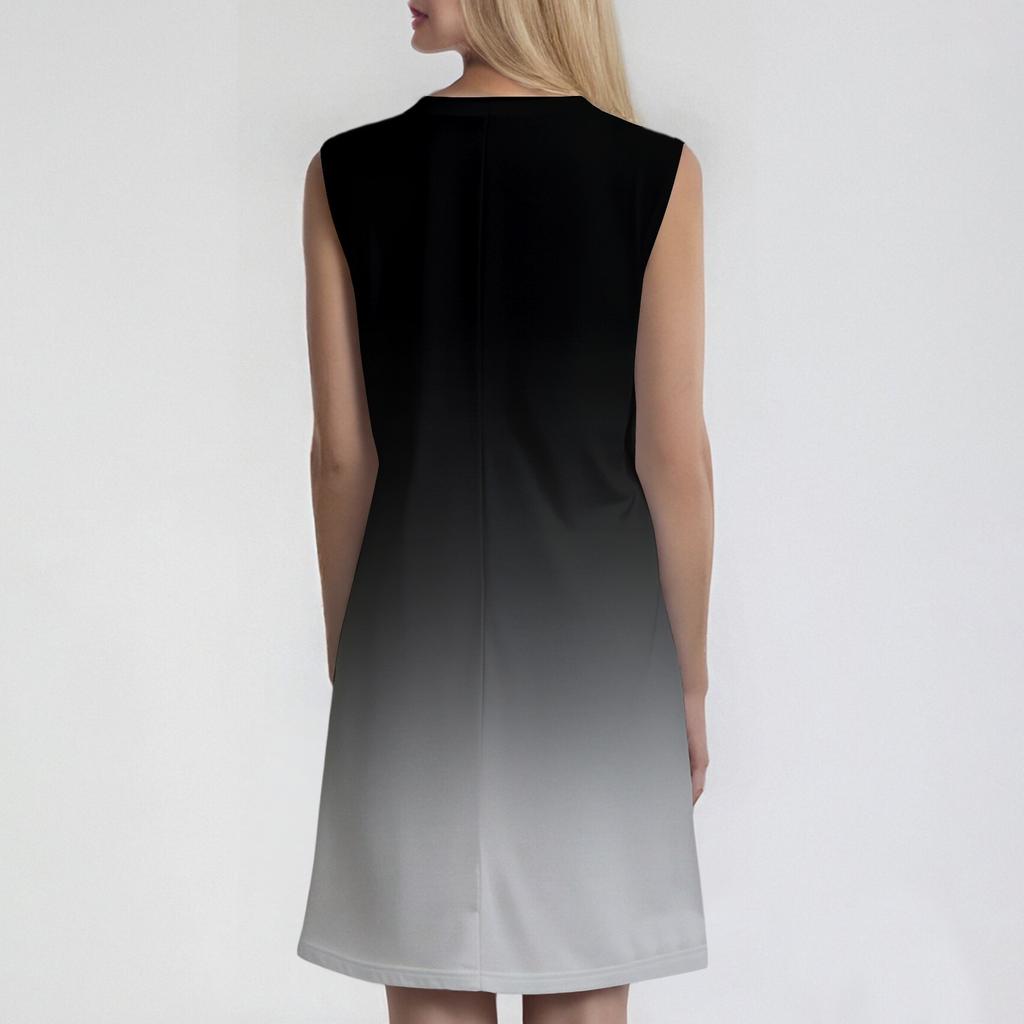 Damenmode Lässig Print Rundhals Ärmellos Kurzes Kleid