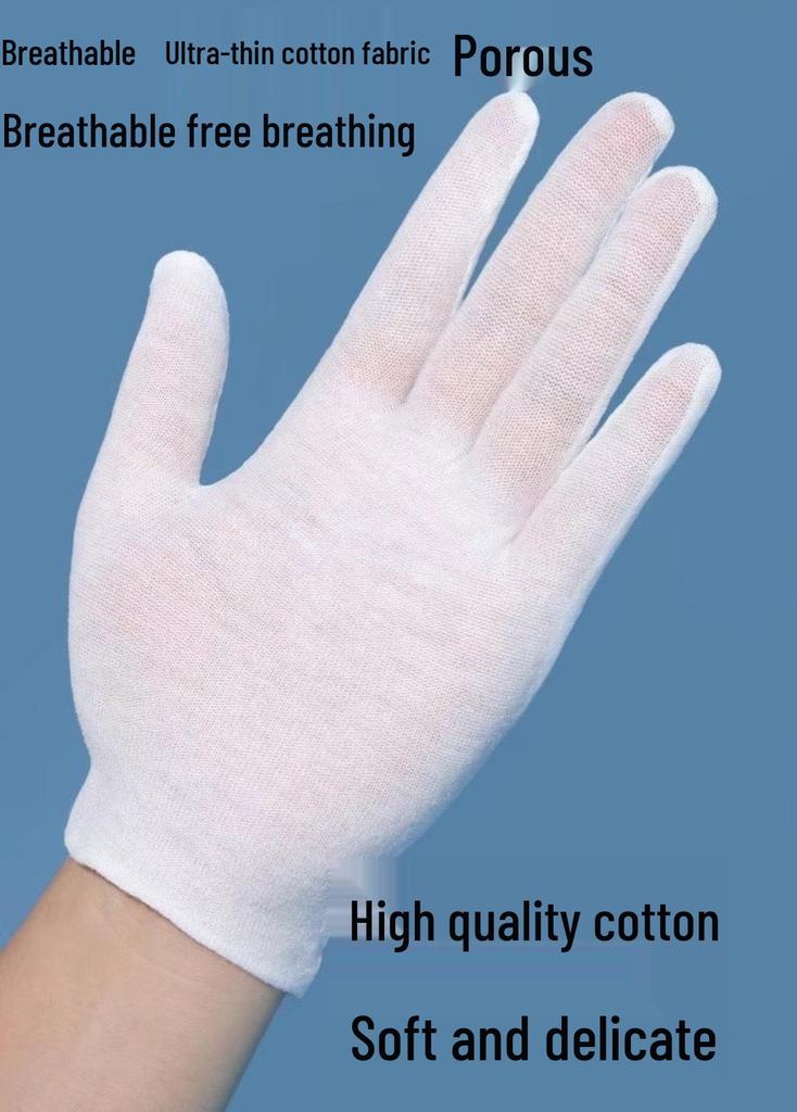 Hand-Sealed Thickened White Cotton Gloves for Safety & Etiquette