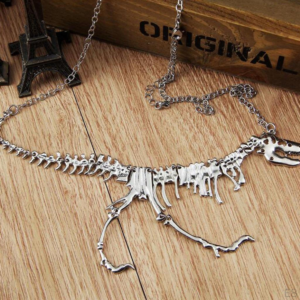 Antique Dinosaur Skeleton Choker Necklace Collar Biker Men Jewelry