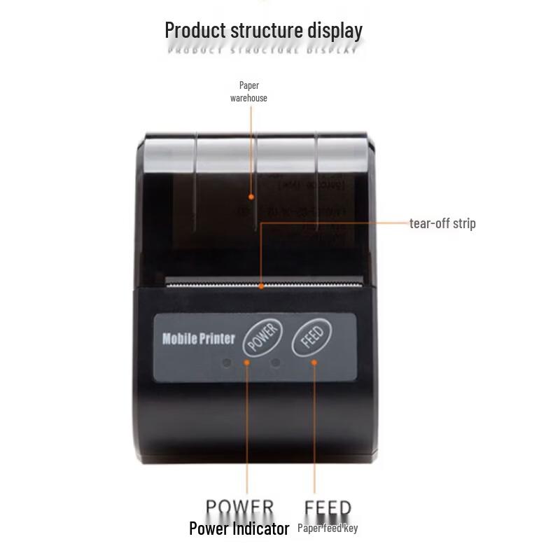 Portable 58mm Bluetooth Thermal Printer for Takeout CN plug (adapter included)