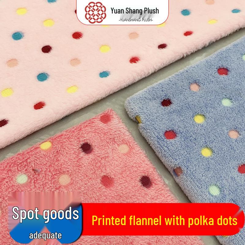 Polka Dot Double-Sided Flannel Fleece Fabric for Blankets, Pajamas, Cushions, Pet Beds
