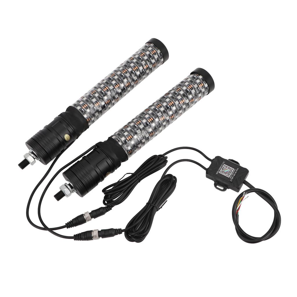 2pcs 12‑24V RGB LED Whip Light Waterproof App Remote Control 366 Modes Chasing Whip   for UTV ATV Off Road Sand Truck Boat