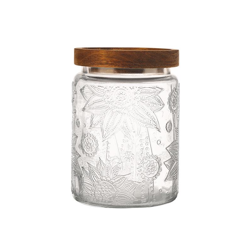 Retro geprägtes Glas Vorratsglas für Getreide, Lebensmittel und Tee - Versiegelter Küchenbehälter