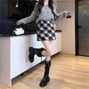 Autumn 2026 Women's Petite Plaid High-Waist Korean Bodycon A-Line Wool Skirt