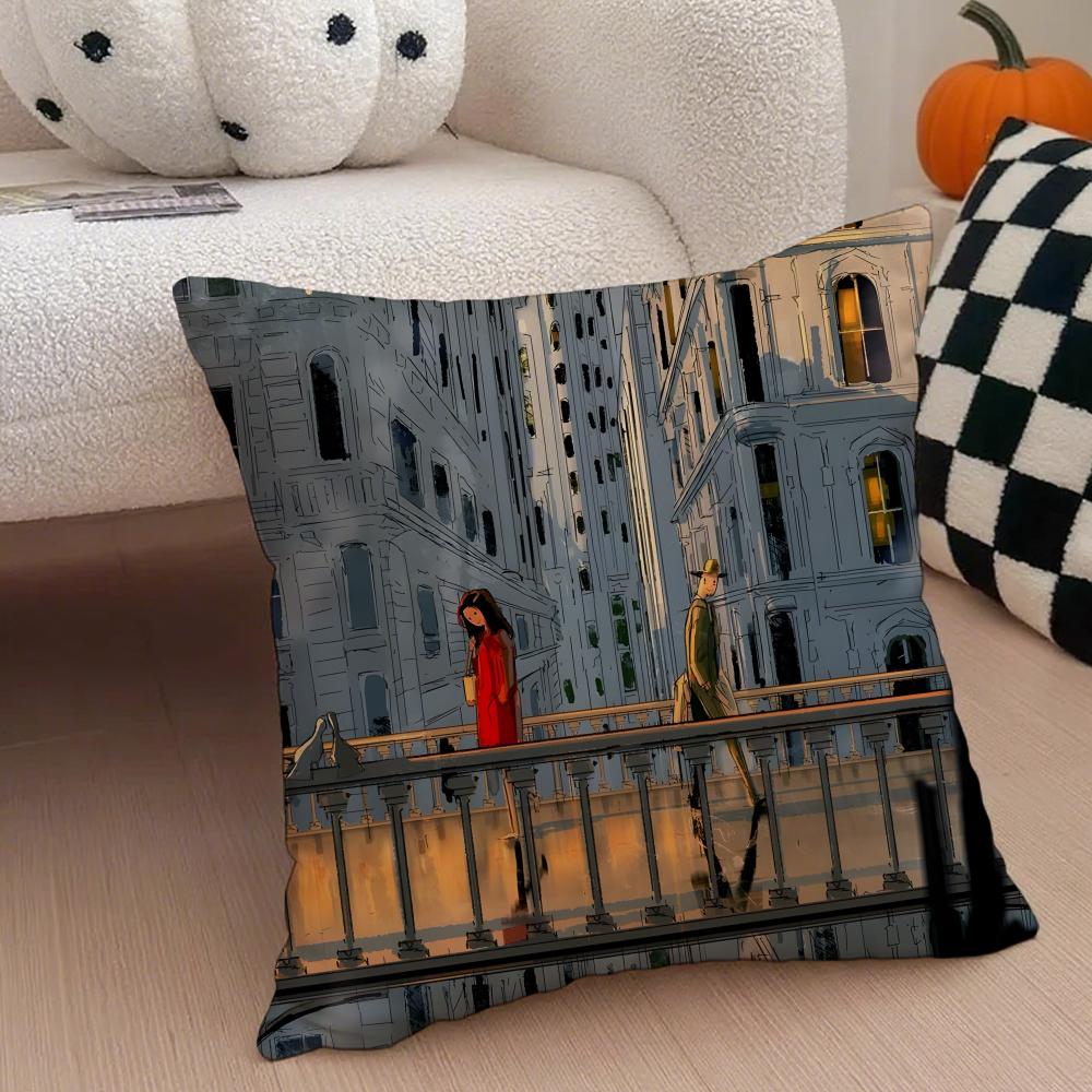 Trend Magazine N-New Yorker Cushion Cover Linen Pillow Case Soft Breathable Protective Couch Room Decoration