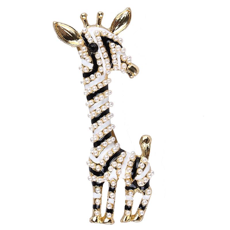 

Fashion Oil Drip Alloy Enamel Pearl Giraffe Animal Brooch Pin Pin Accessories Exquisite Hypoallergenic Luxury Enamel Brooch Long-Lasting Color Gift