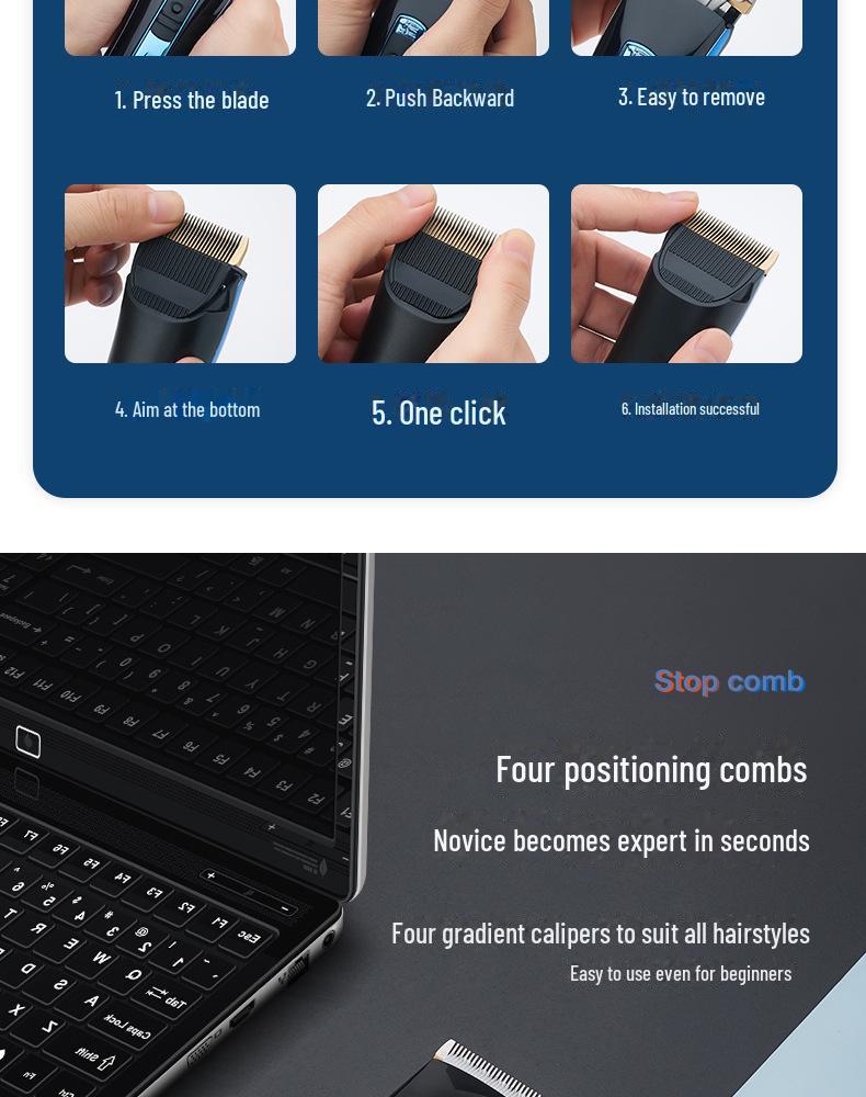 Tondeuse à cheveux électrique USB portable avec double chargeur et écran LCD pour usage domestique
