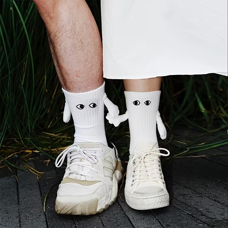 Xiaomi 1-20Pairs Magnetic Hand Holding Socks Funny 3D Eyes Slouchy Mid Calf Crew Warm Winter Fall Stackable Novelty Gift for Couple