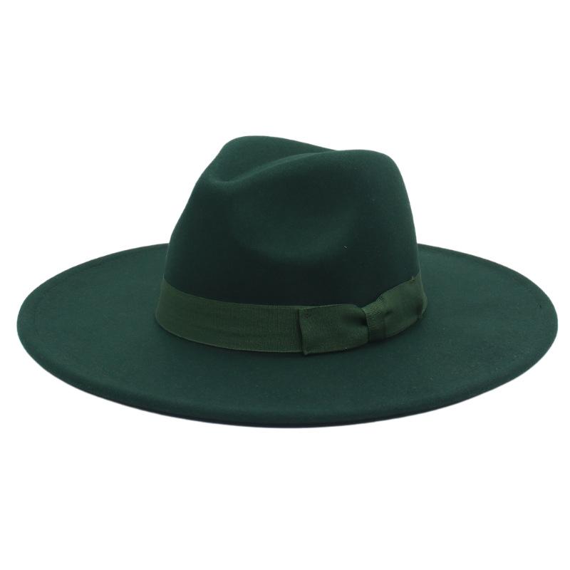 Jazz Hat Retro Men'S And Women'S Cotton Felt Hat Big Brim Panama Hat Gold Chain Hat